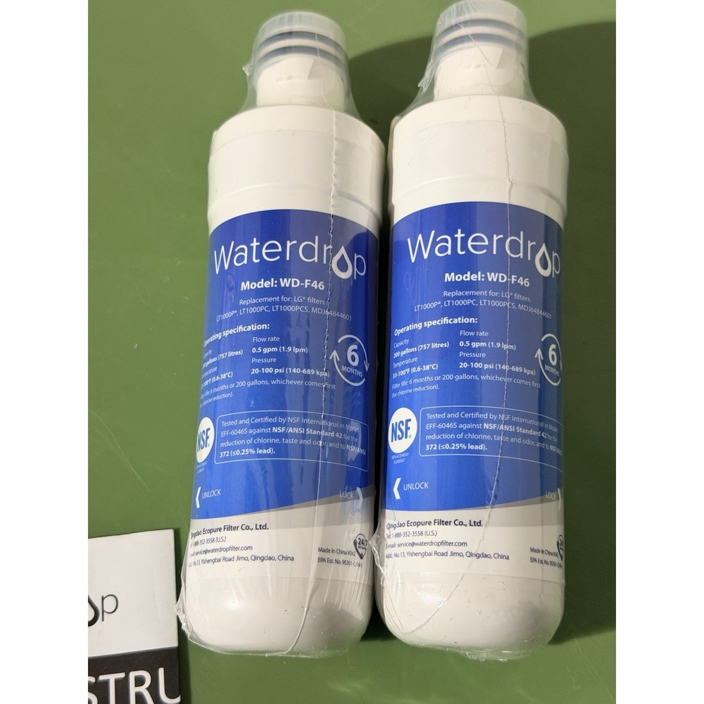 Waterdrop ADQ747935 MDJ64844601 Water‎ Filter, WD-F46 for LG Fridge *SET OF 2*